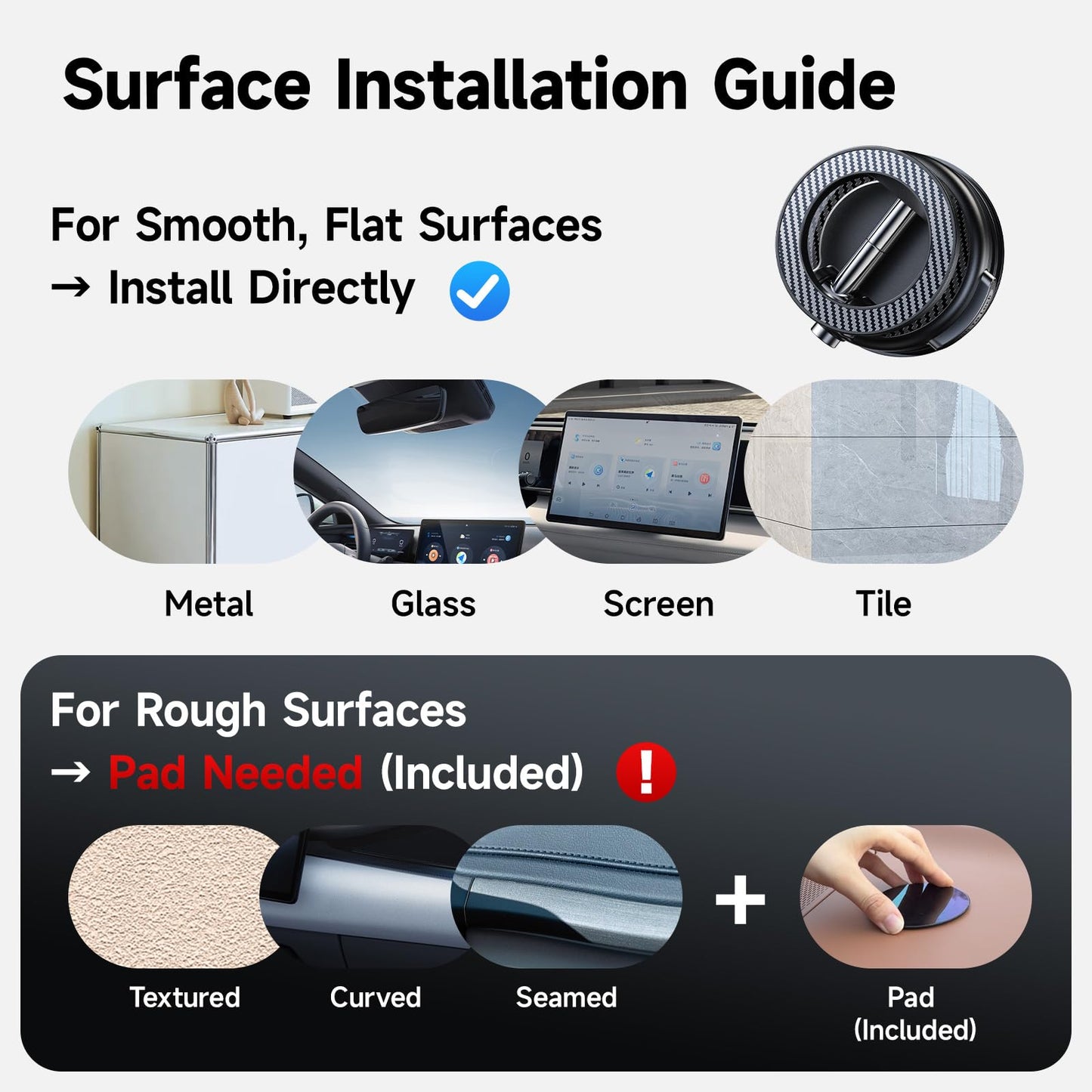 Magnetic Car Phone Mount with Vacuum Suction & 360° Adjustment