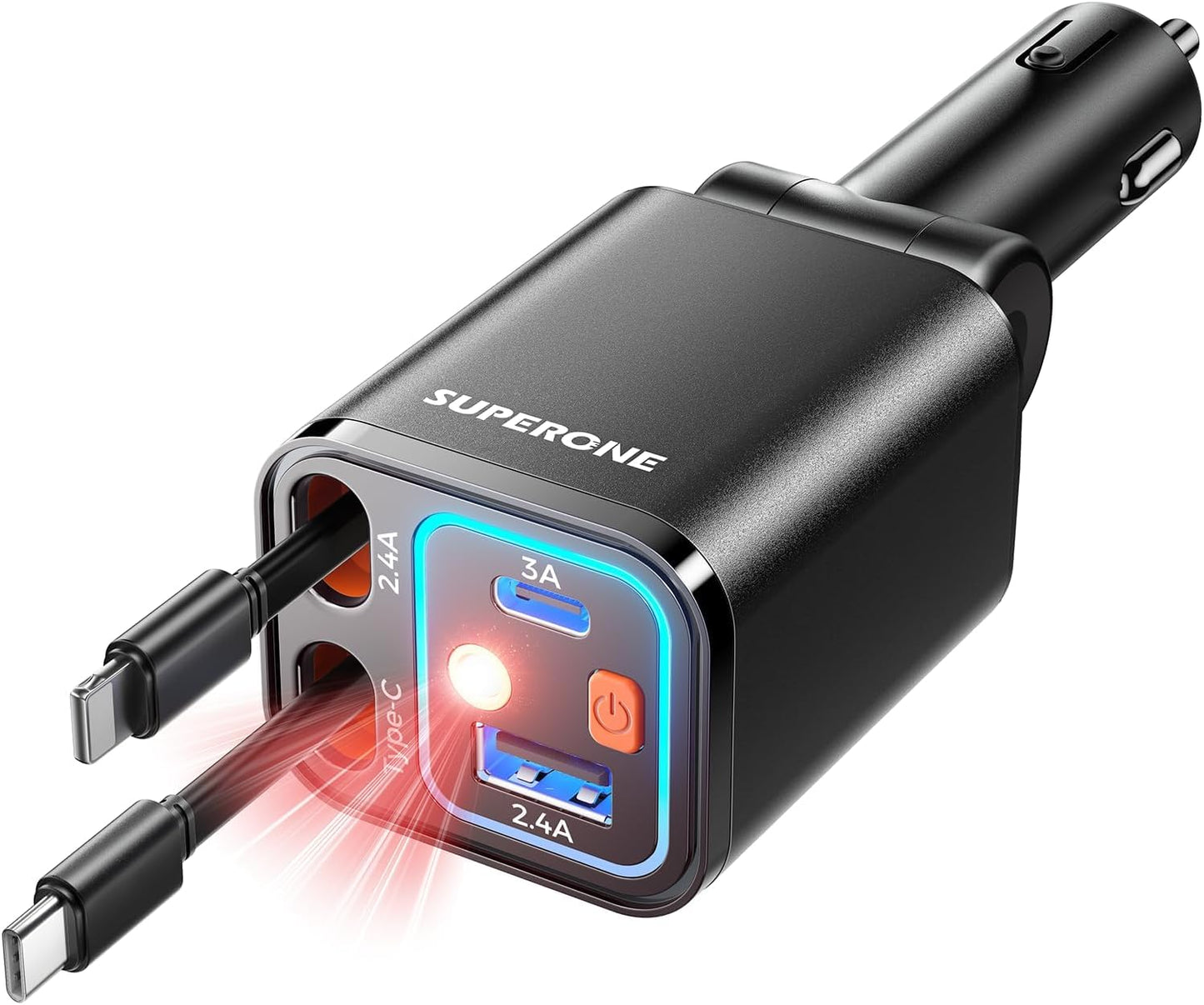 4-in-1 Retractable Car Charger (69W Fast Charging)