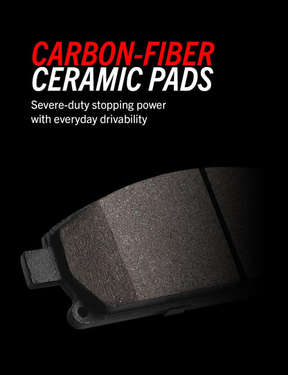 Front & Rear Carbon-Fiber Ceramic Brake Kit with Drilled & Slotted Rotors & Sensor Wires