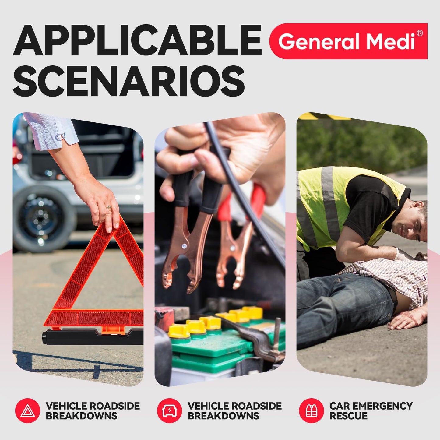127-Piece Car Emergency Roadside Kit with First Aid, Jumper Cables & Safety Tools