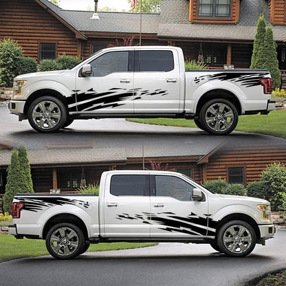HAIORD (4PCS) Striped Truck Decal Bed Mud Splash Kit Racing Striped Rear Lathe Decal Vinyl Trim Accessories Waterproof Door Body Side Decal Trim for Truck Pickup SUV Vehicles