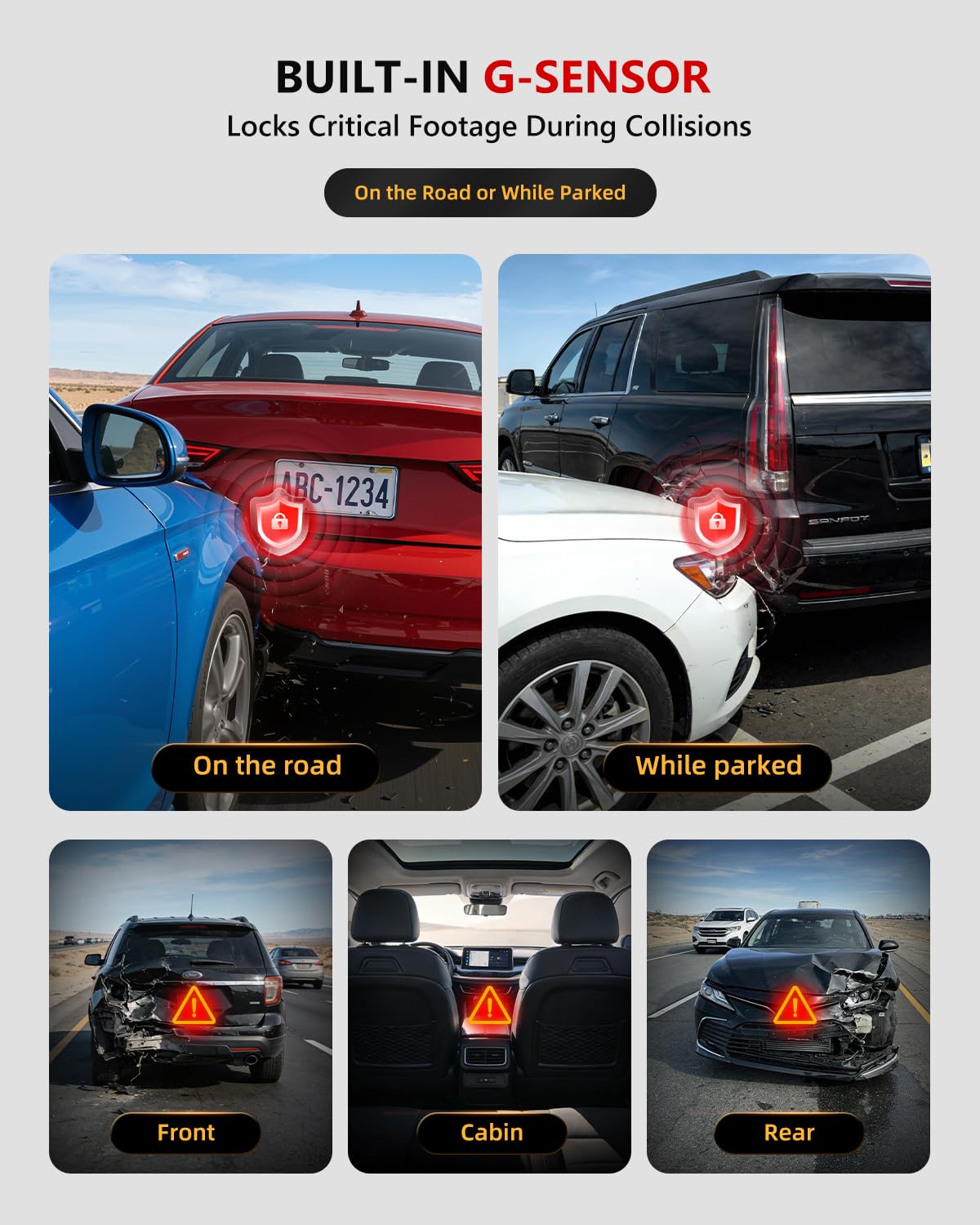 4K 3-Channel Dash Cam with GPS, HDR Night Vision & Parking Mode