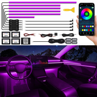 RGB Acrylic Car Interior LED Light Kit with App Control & Music Sync