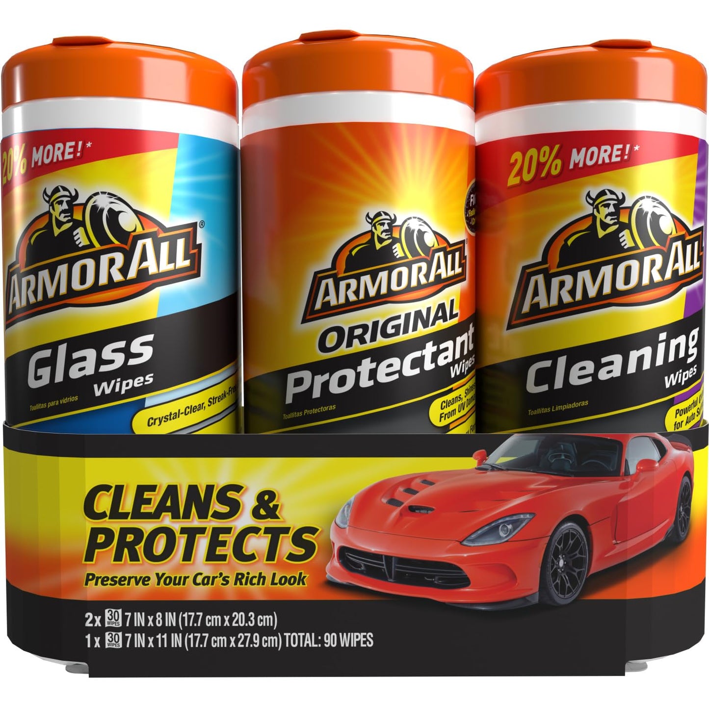 Armor All Protectant, Glass and Cleaning Wipes
