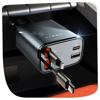 LISEN Retractable Car Charger，Gift for Men Women
