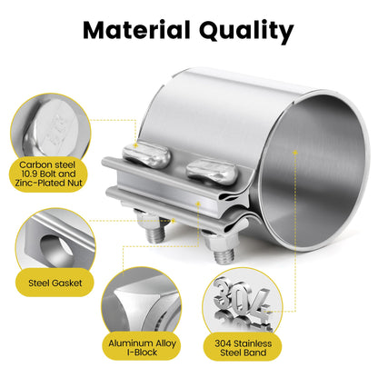 304 Stainless Steel Exhaust Band Clamp for Muffler & Catalytic Converter