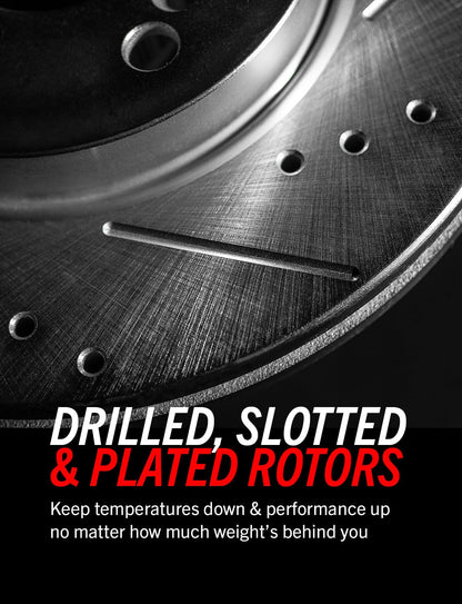 Front & Rear Carbon-Fiber Ceramic Brake Kit with Drilled & Slotted Rotors & Sensor Wires
