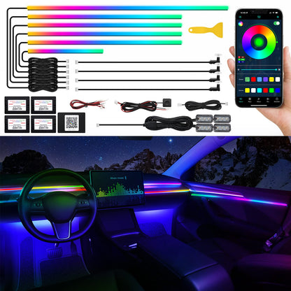 RGB Acrylic Car Interior LED Light Kit with App Control & Music Sync