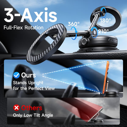 Magnetic Car Phone Mount with Vacuum Suction & 360° Adjustment