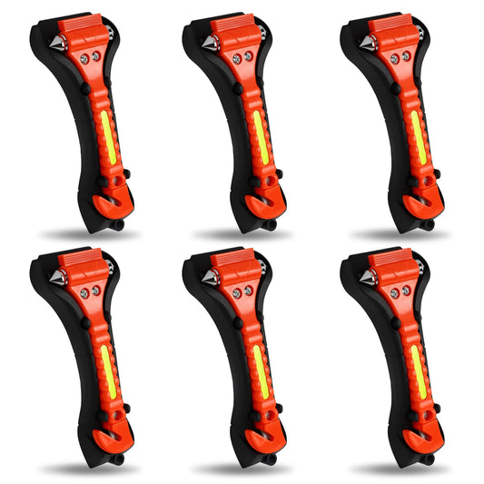 6-Pack Car Safety Hammer with Window Breaker & Seat Belt Cutter