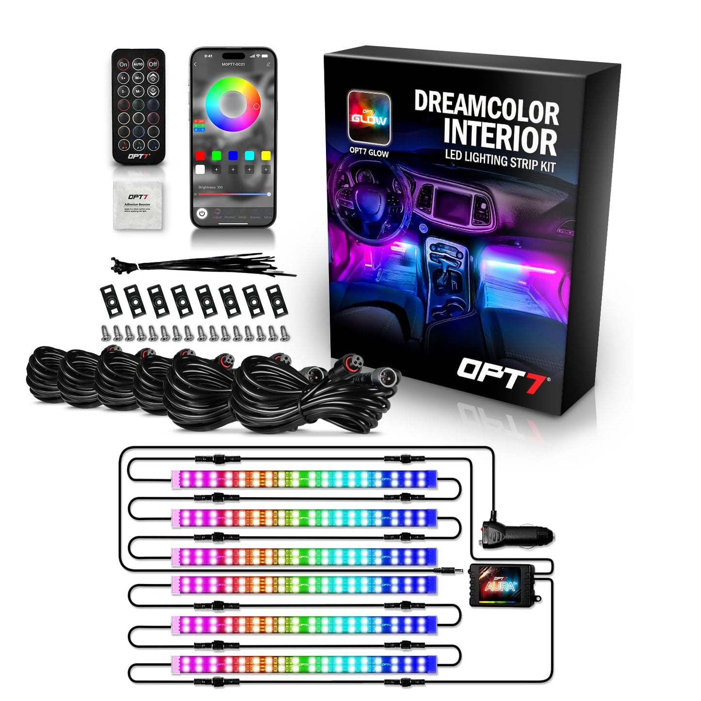 OPT7 Aura Glow Waterproof Connector Dreamcolor Interior LED Strip Set