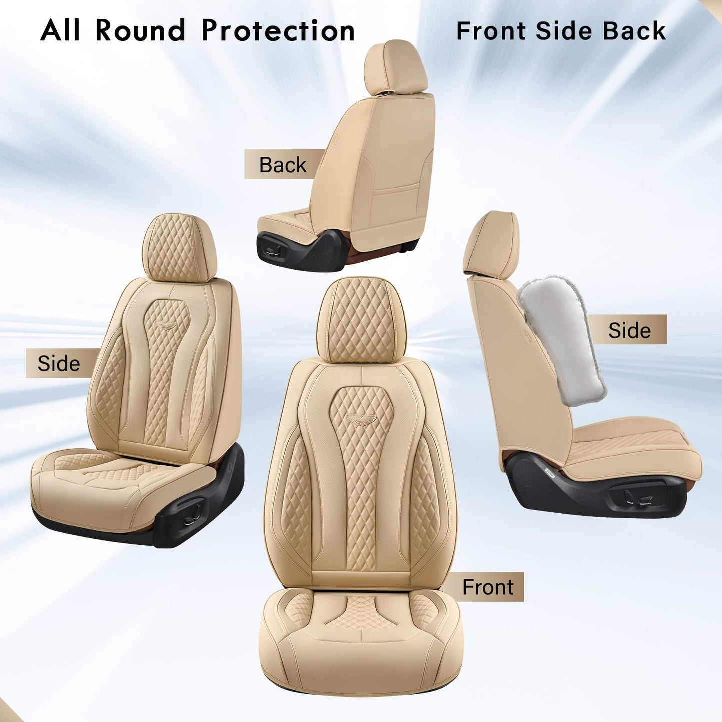 Full Set Waterproof Nappa Leather Car Seat Covers (Front & Rear)