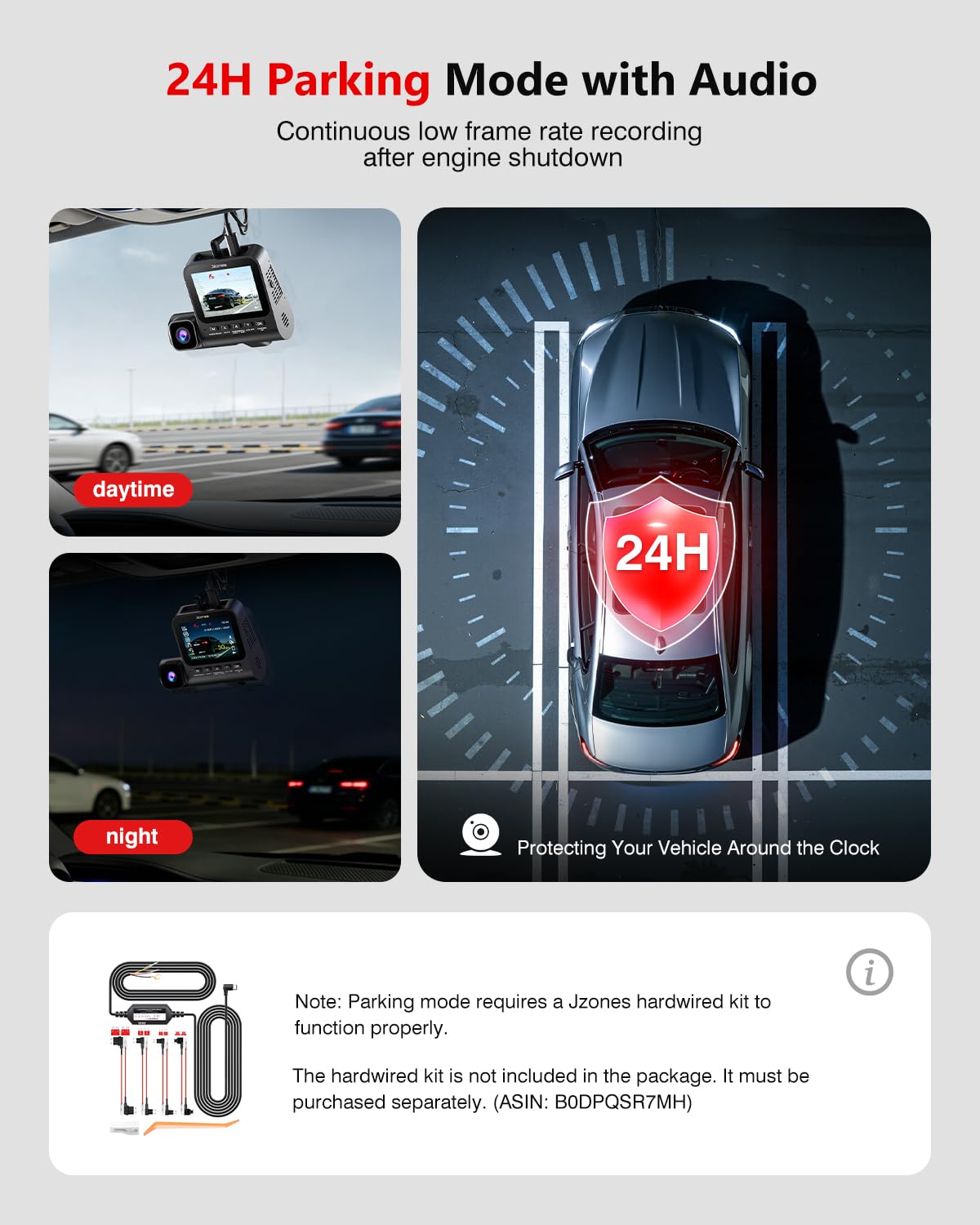 4K 3-Channel Dash Cam with GPS, HDR Night Vision & Parking Mode