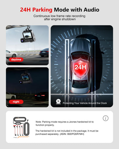 4K 3-Channel Dash Cam with GPS, HDR Night Vision & Parking Mode