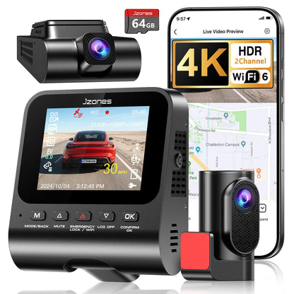 4K 3-Channel Dash Cam with GPS, HDR Night Vision & Parking Mode
