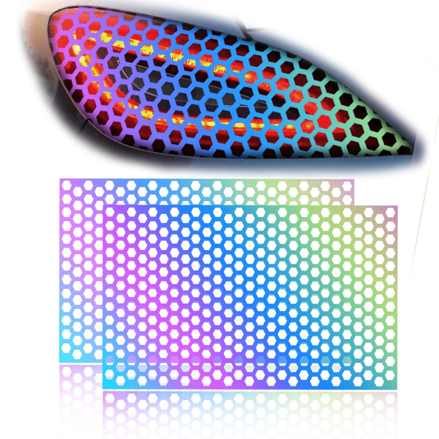 Honeycomb Tail Light Tint Film Decal (2PCS, Self-Adhesive, Universal)