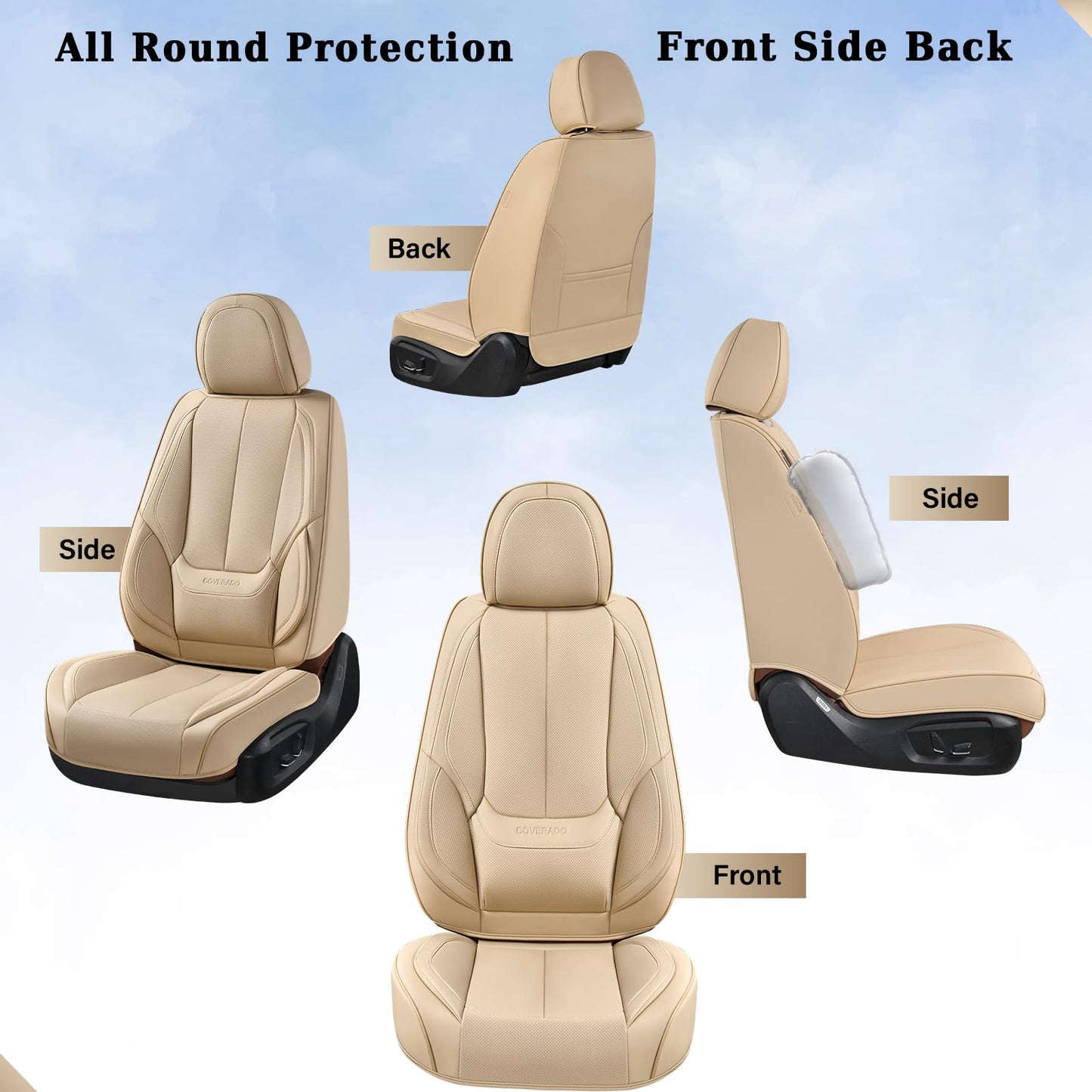 Full Set Waterproof Nappa Leather Car Seat Covers (Front & Rear)