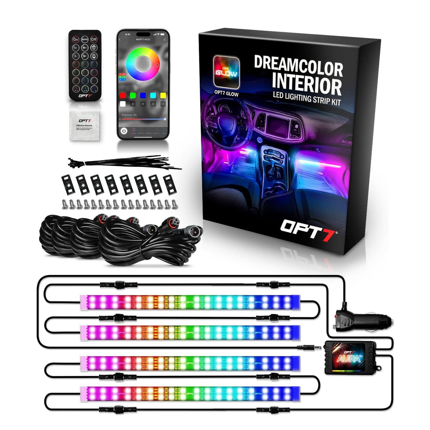 OPT7 Aura Glow Waterproof Connector Dreamcolor Interior LED Strip Set