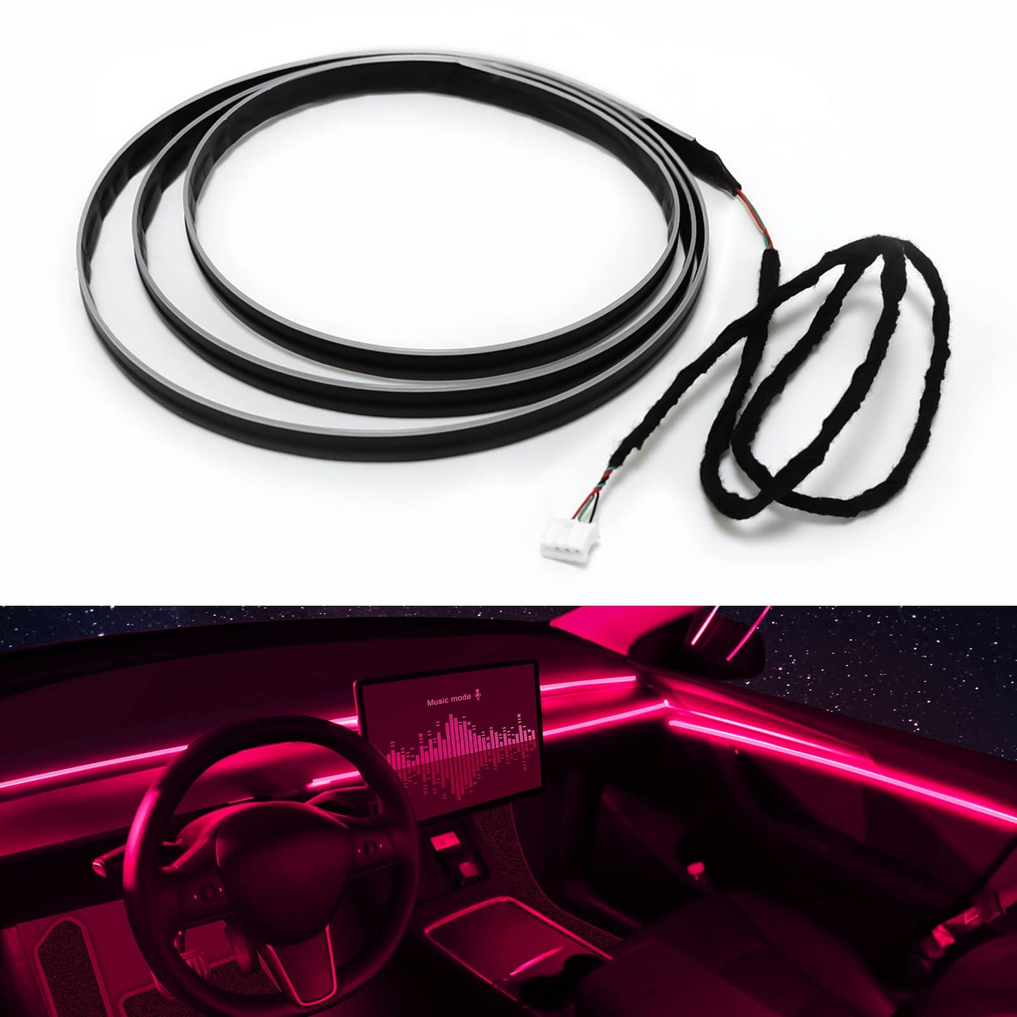 RGB Acrylic Car Interior LED Light Kit with App Control & Music Sync