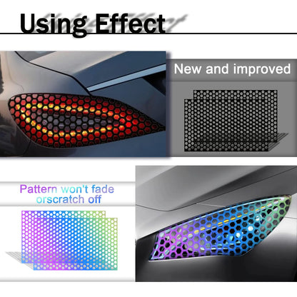 Honeycomb Tail Light Tint Film Decal (2PCS, Self-Adhesive, Universal)
