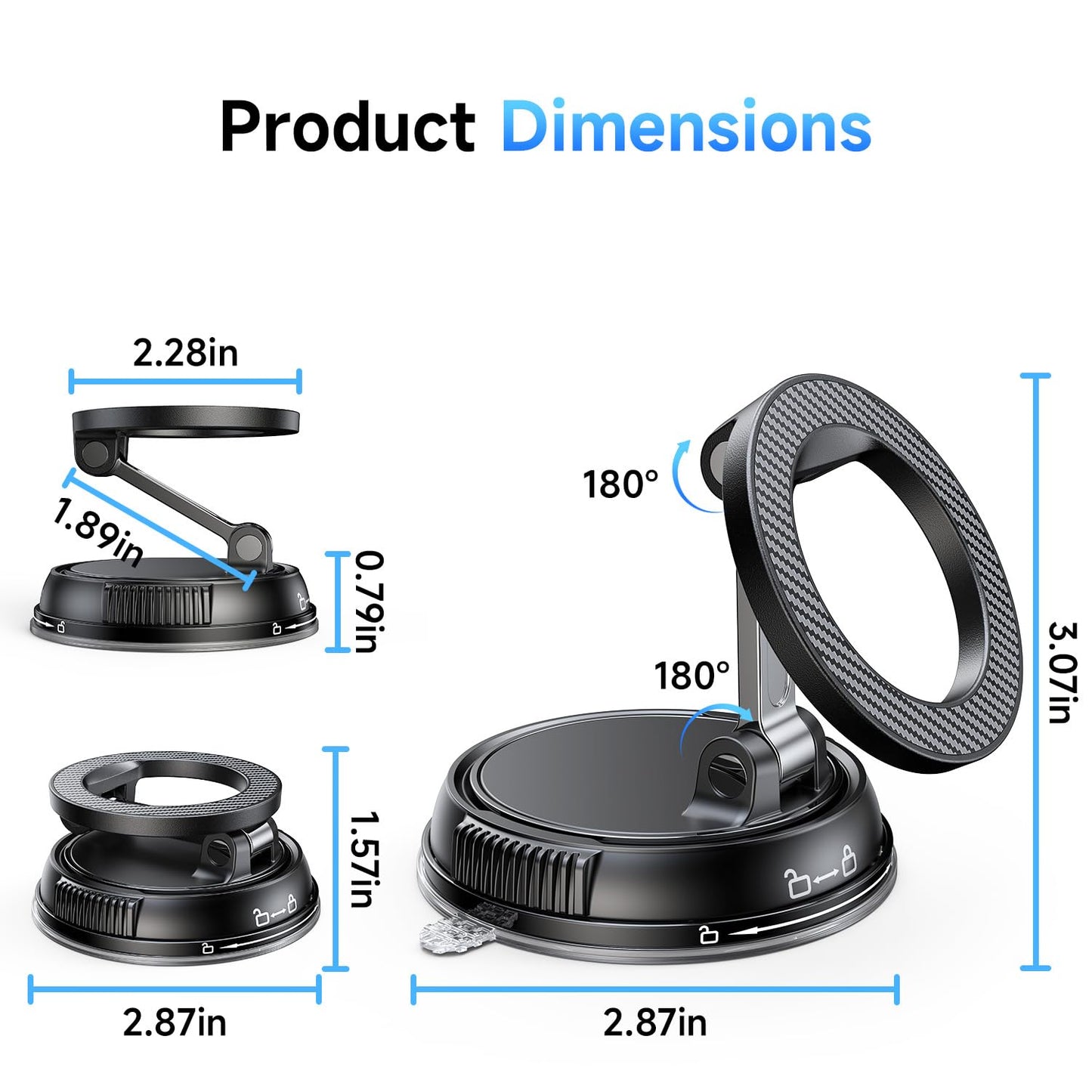 Magnetic Car Phone Holder with Strong Suction & 360° Adjustable Mount