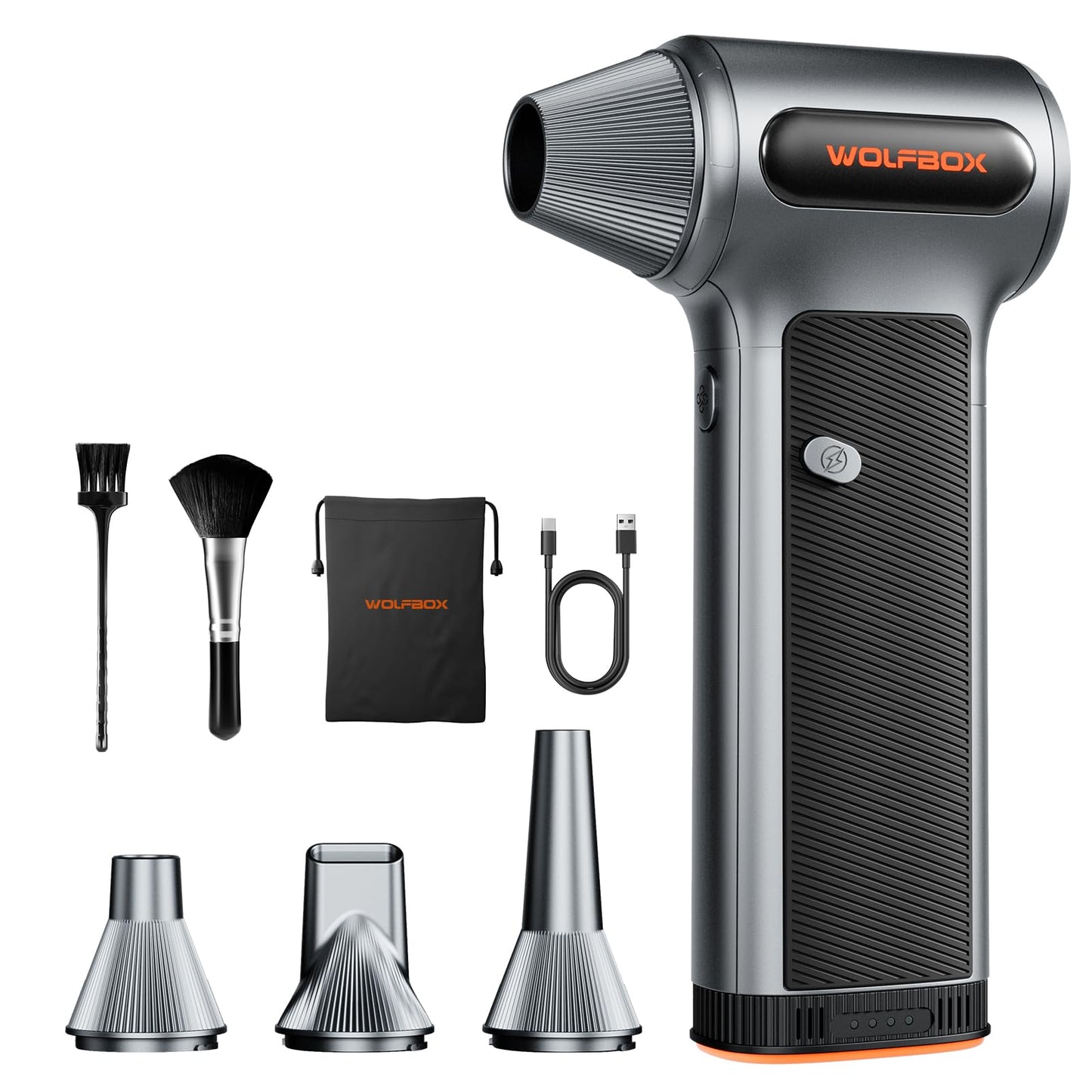 Cordless Compressed Air Duster with Removable Battery & 4 Nozzles