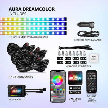 OPT7 Aura Glow Waterproof Connector Dreamcolor Interior LED Strip Set