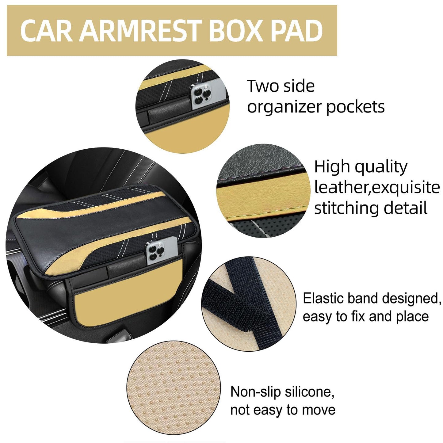 6-Piece Leather Car Interior Accessory Set (Steering Wheel Cover & More)