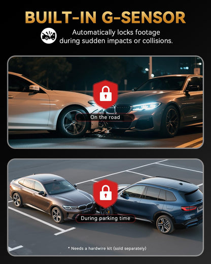 4K+4K Dual Dash Cam with GPS, WiFi & Parking Mode (128GB Included)