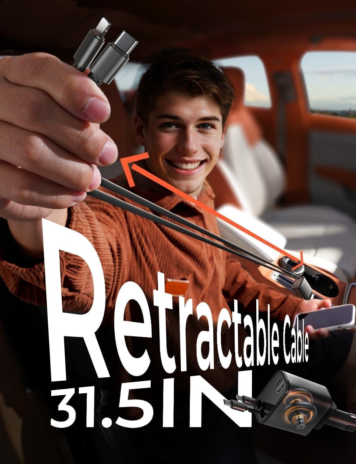 LISEN Retractable Car Charger，Gift for Men Women