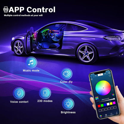 Acrylic Interior Car LED Strip Light with Wireless APP