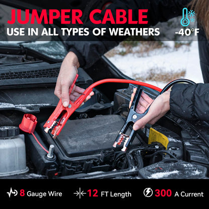 Car Emergency Kit with Air Compressor, Jumper Cables & First Aid Tools