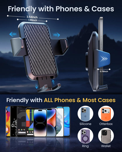 2-in-1 Magnetic Car Phone Mount with Suction Base & 360° Adjustment