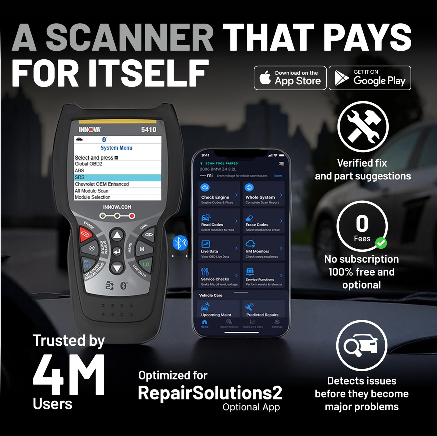 All-System OBD2 Scanner Diagnostic Tool with Bluetooth Compatibility
