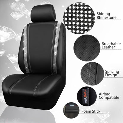 Rhinestone Car Interior Accessory Set (Steering Wheel Cover, Seat Belt Cushion & More)
