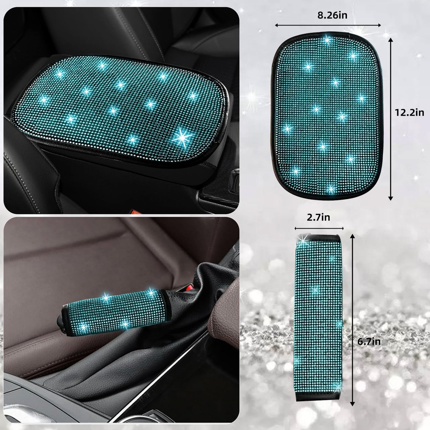 30-Piece Rhinestone Car Interior Accessory Set (Steering Wheel Cover & More)