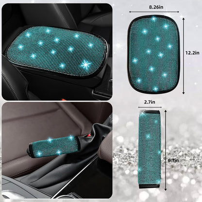 30-Piece Rhinestone Car Interior Accessory Set (Steering Wheel Cover & More)