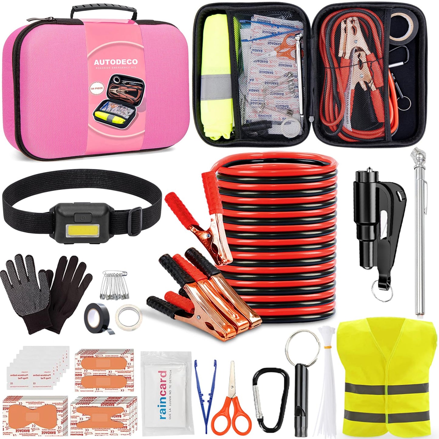 Portable Car Roadside Emergency Kit with Essential Safety Tools