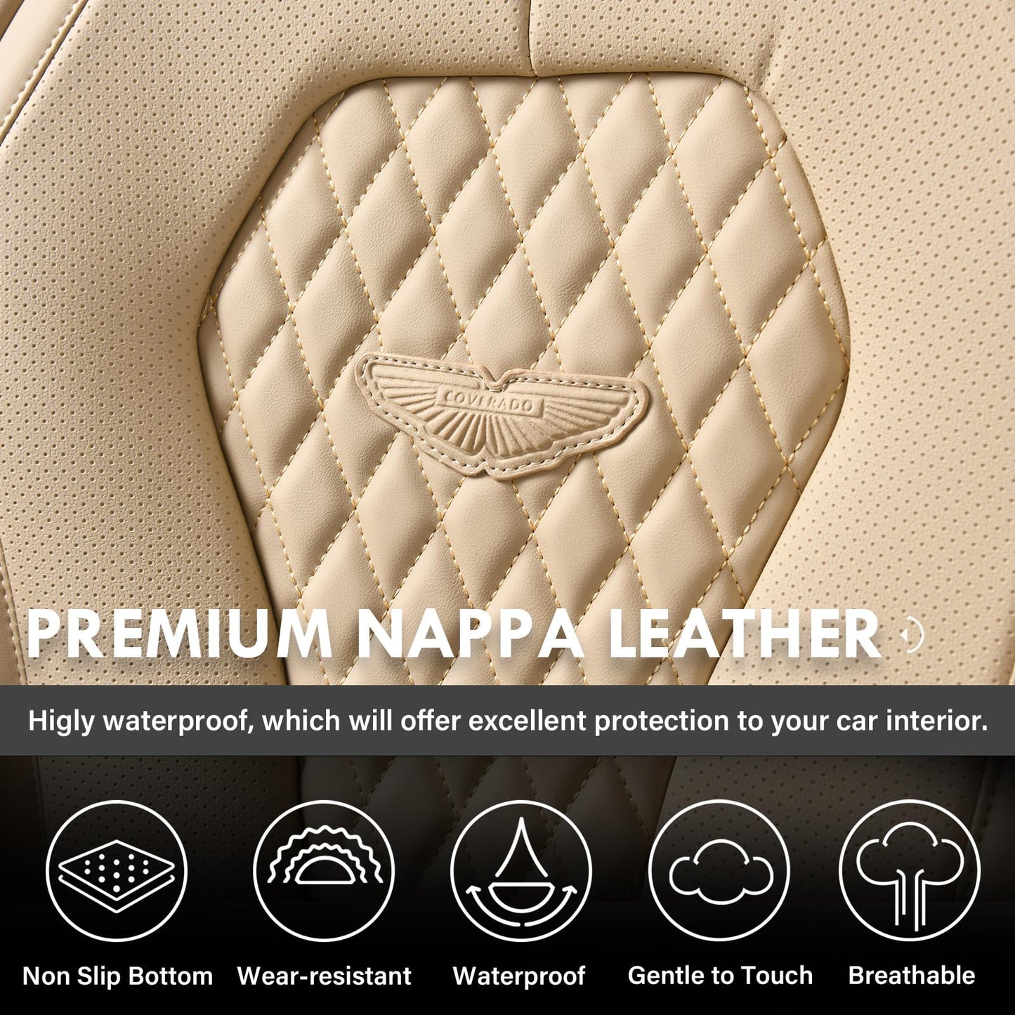 Full Set Waterproof Nappa Leather Car Seat Covers (Front & Rear)