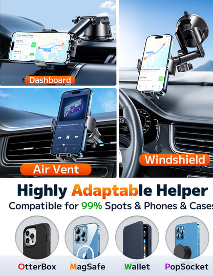 Universal Car Phone Holder Mount for Windshield, Dashboard & Air Vent