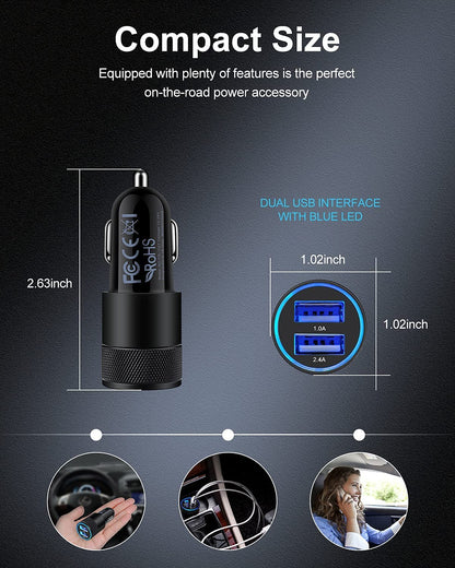 Dual USB Car Charger Adapter (Fast Charging)