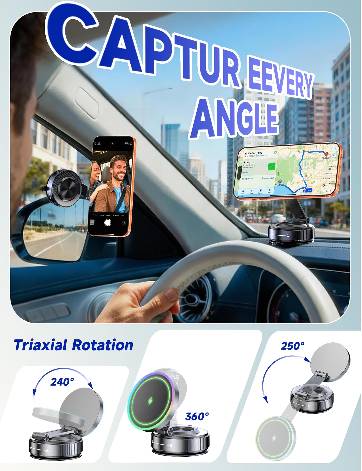 visnfa 15W Faster Charging Wireless Car Charger