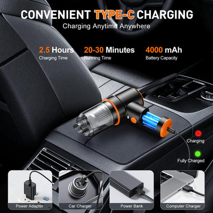 Cordless Handheld Car Vacuum & Air Duster (120W, Rechargeable)