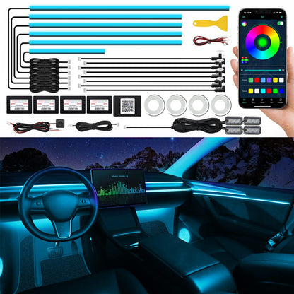 RGB Acrylic Car Interior LED Light Kit with App Control & Music Sync