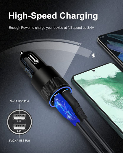 Dual USB Car Charger Adapter (Fast Charging)