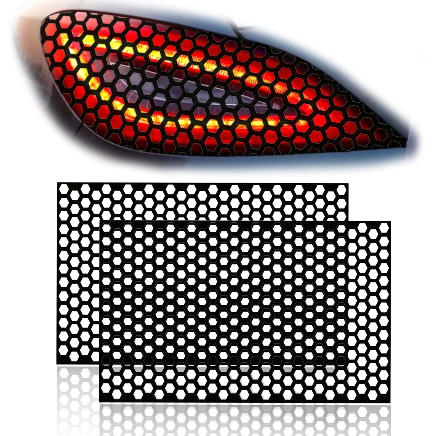 Honeycomb Tail Light Tint Film Decal (2PCS, Self-Adhesive, Universal)
