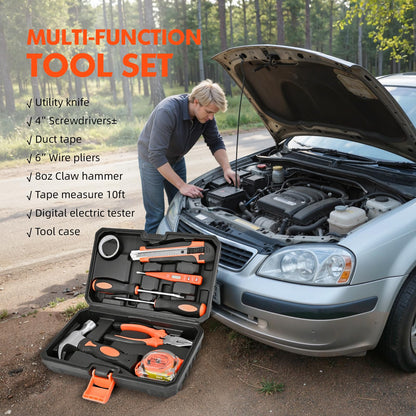 Car Emergency Kit with Air Compressor, Jumper Cables & First Aid Tools