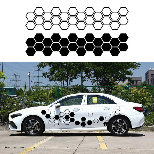 Grid Pattern Car Vinyl Decal Set for Door, Hood & Body Panels (48PCS)