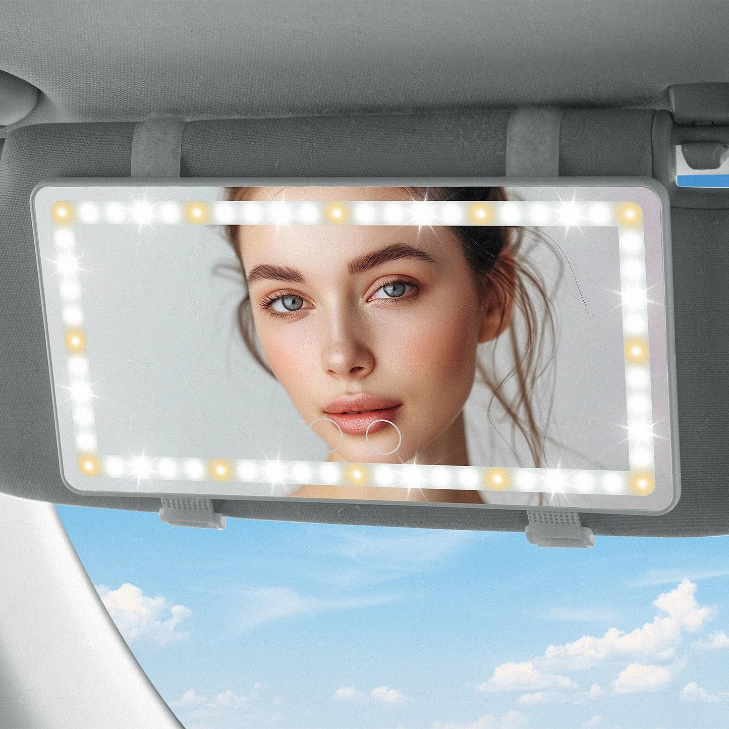LED Vanity Mirror Sun Visor with 3 Light Modes (Rechargeable)