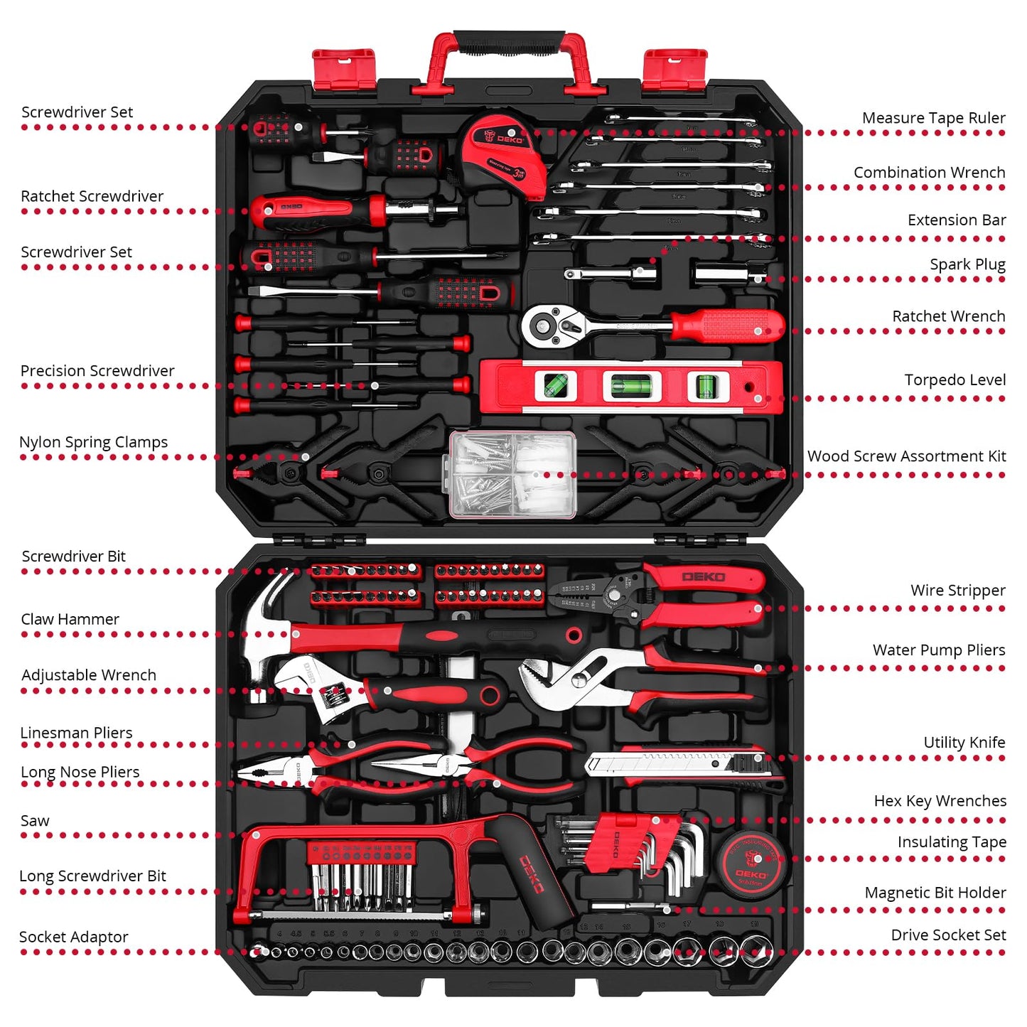 228-Piece Home & Auto Tool Kit with Socket Wrench Set